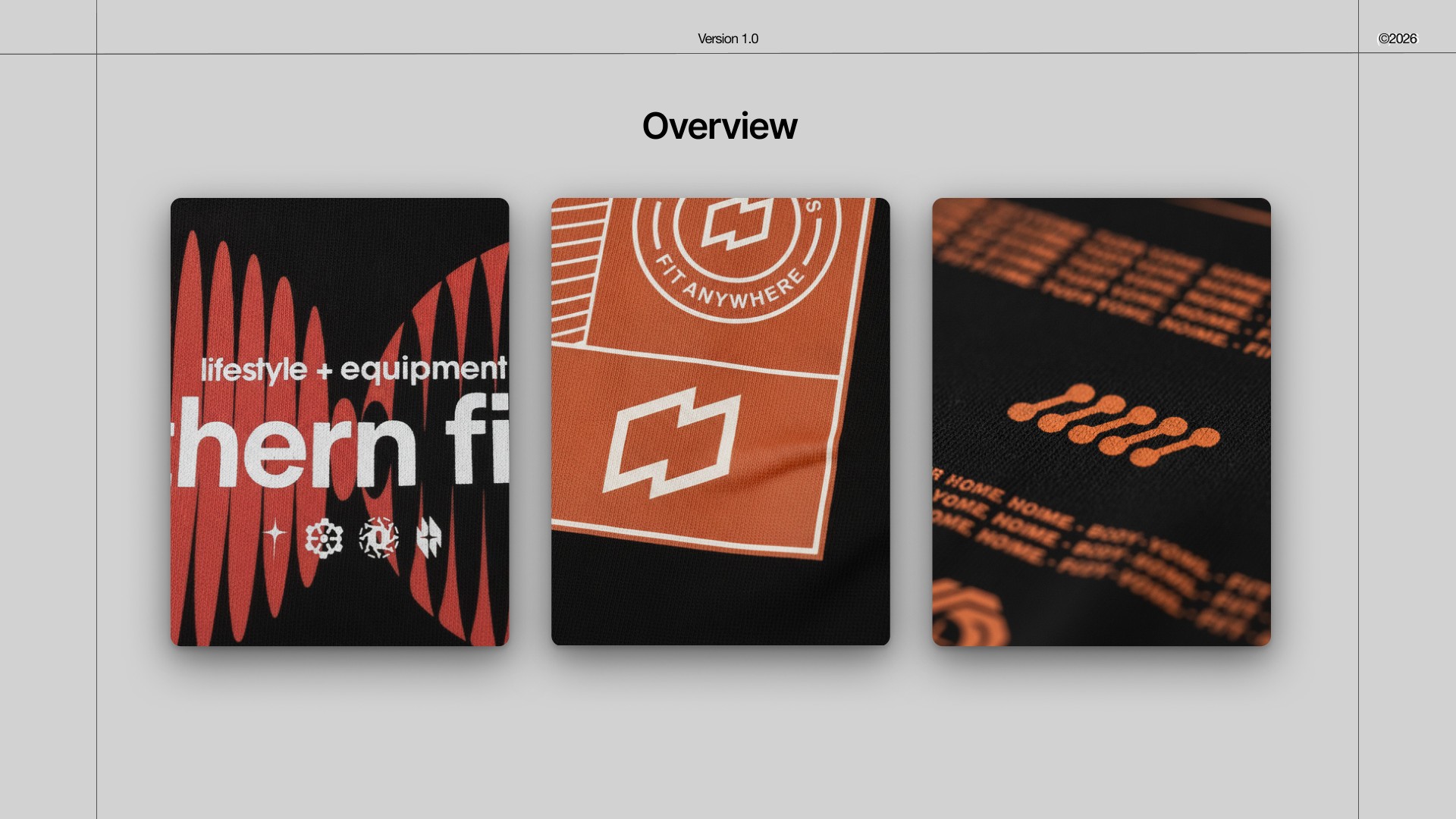 Overview of three Northern Fitness apparel graphic directions