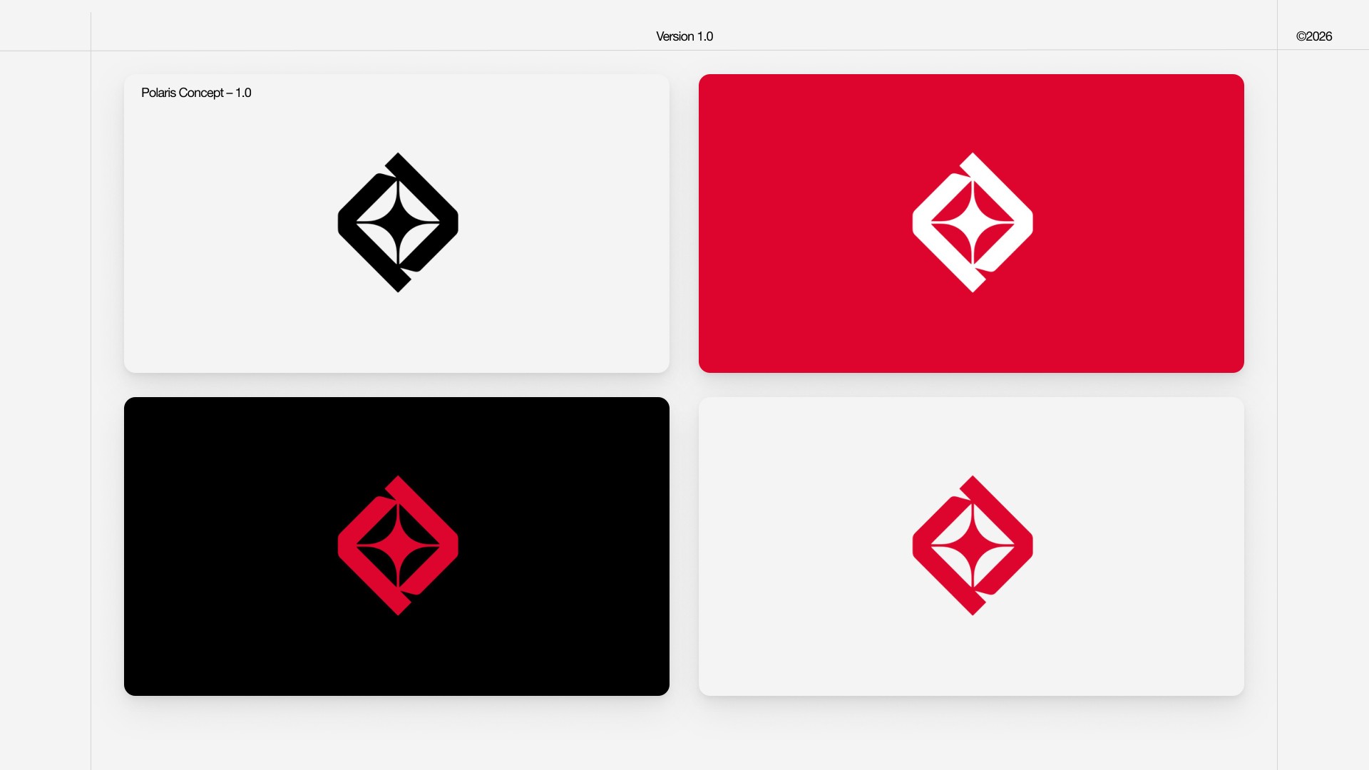 Polaris icon concept in black, white, and red