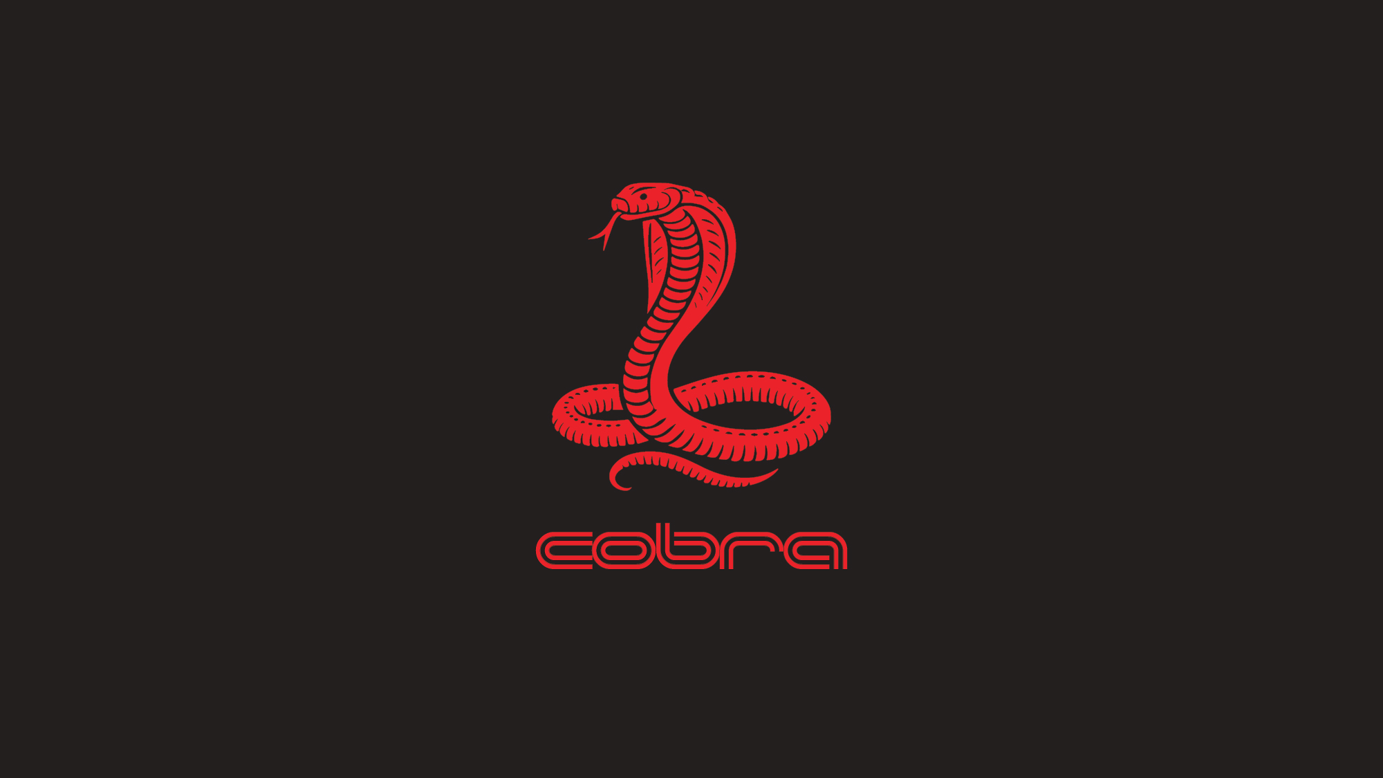Red COBRA snake emblem and wordmark on a charcoal background