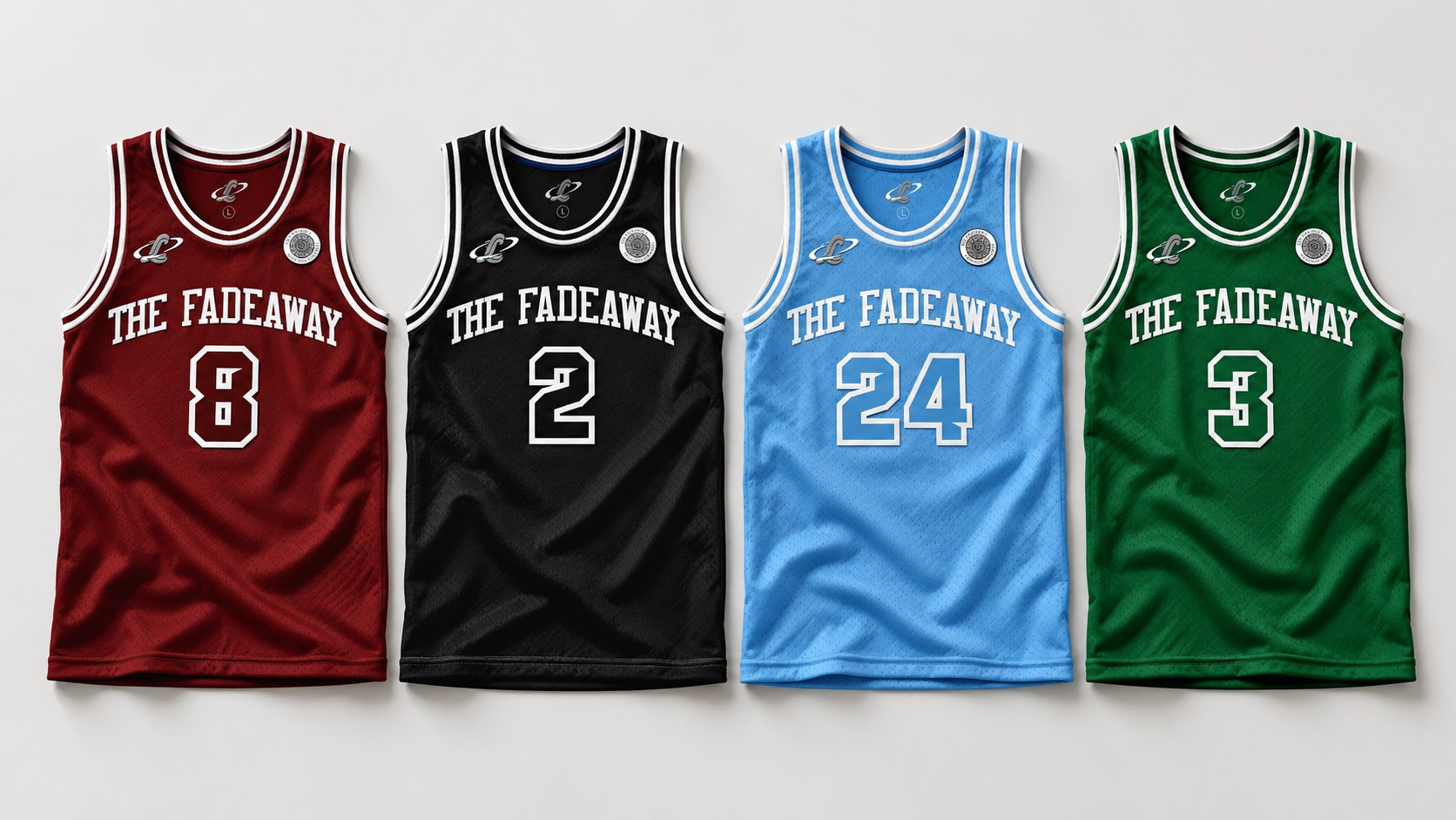 The Fadeaway uniform concepts in burgundy, black, blue and green