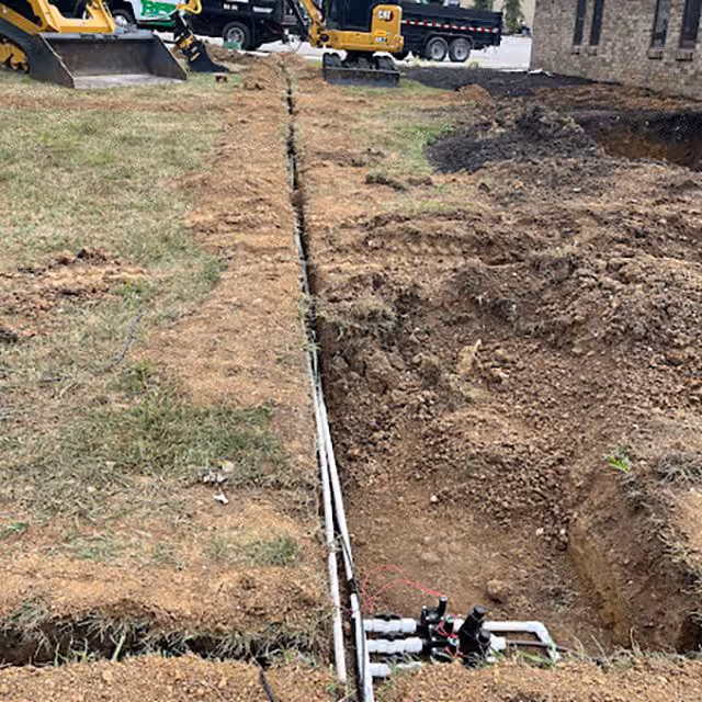 Landscape drainage installation by RFS Lawn and Landscapes in West Chester Ohio