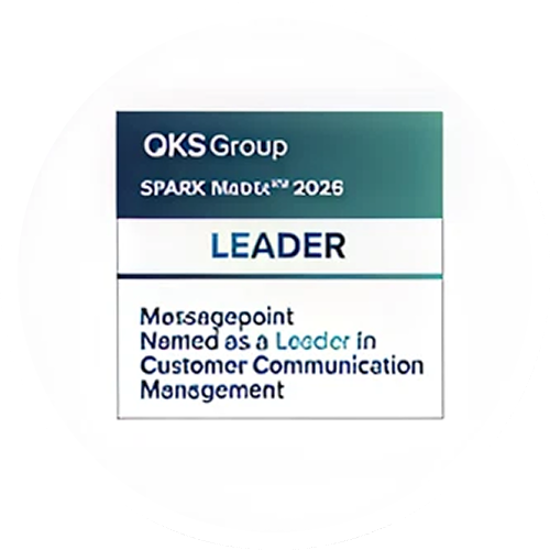OKS Group SPARK Matrix 2026 Leader badge naming Messagepoint leader in customer communication management.