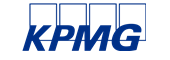 KPMG company logo in blue with four blue squares above the letters.