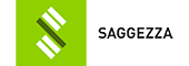 Green and gray logo with stylized white stripes and text 'SAGGEZZA'.