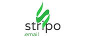 Green stylized flame above black text 'stripo' with small green text 'email' below.
