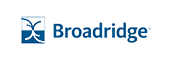 Broadridge company logo with a blue abstract design and text.