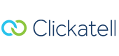 Clickatell logo with blue text and a green and blue speech bubble icon.