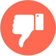 White thumbs down icon inside an orange circle.