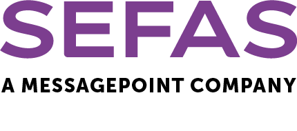 SEFAS, a Messagepoint company, logo with purple and black text on white background.