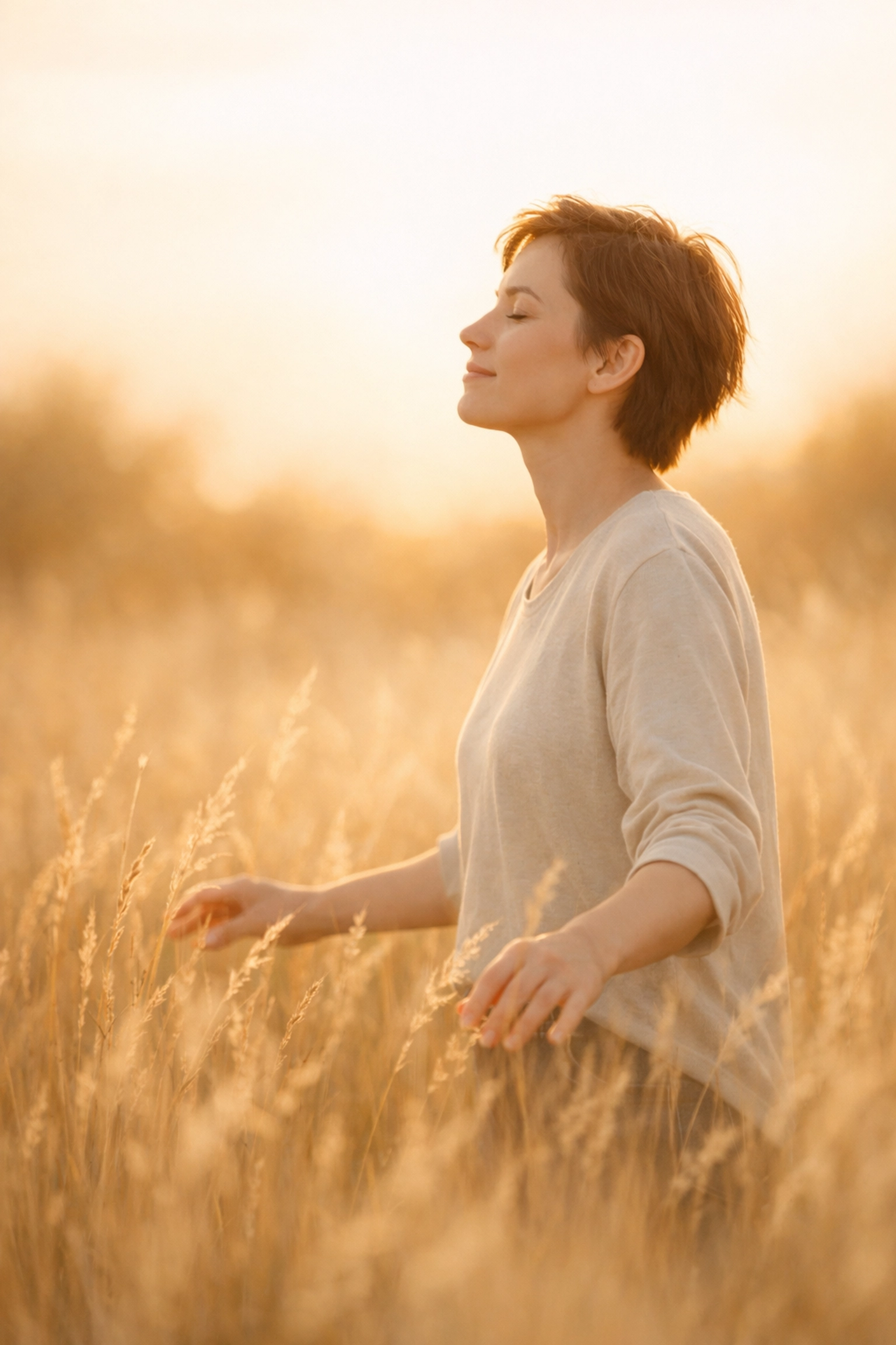 A person standing in a field at sunset, symbolizing the relief of unmasking and neurodivergent healing.