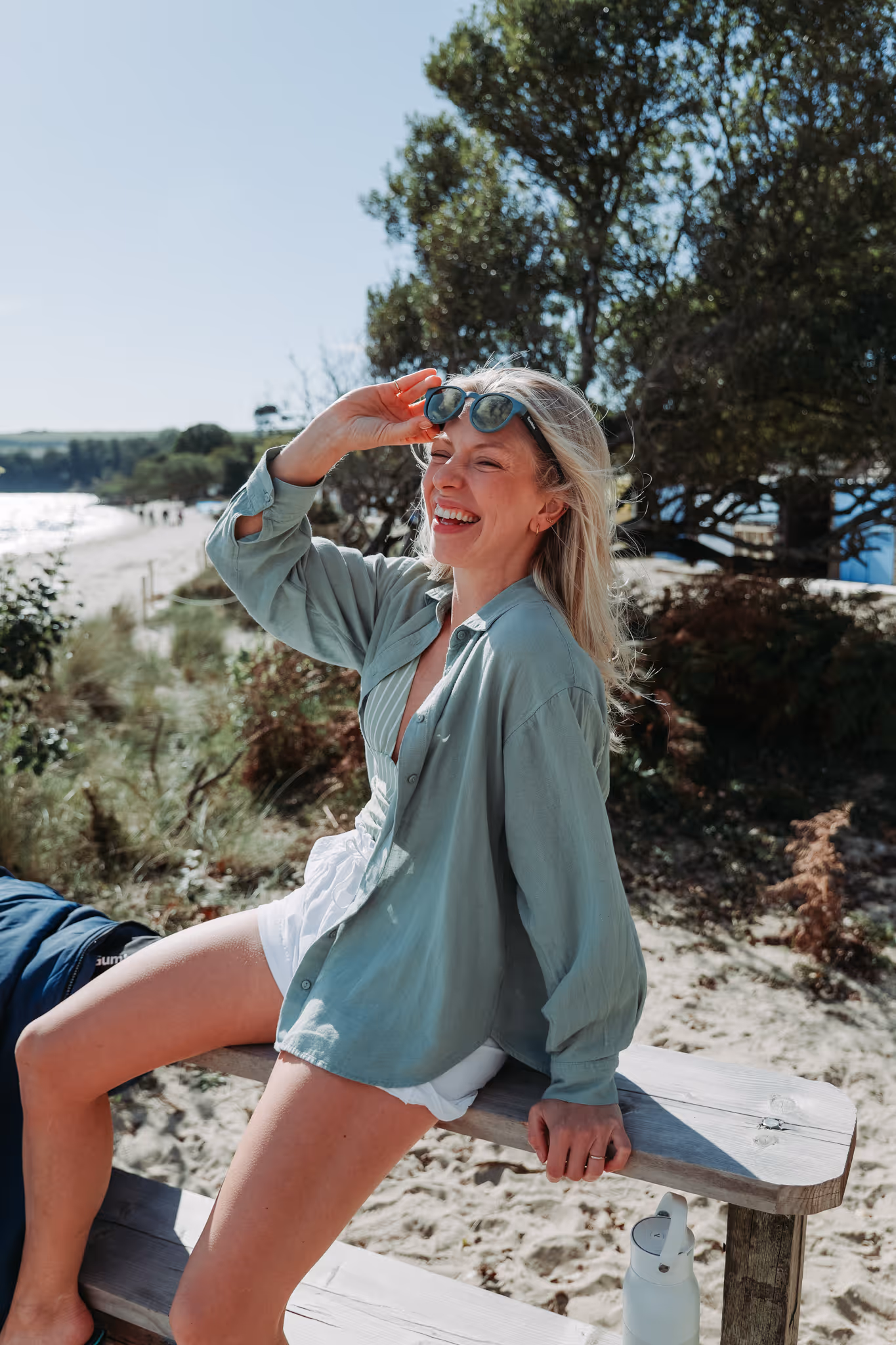 Client laughing on location during a Content Sprint shoot