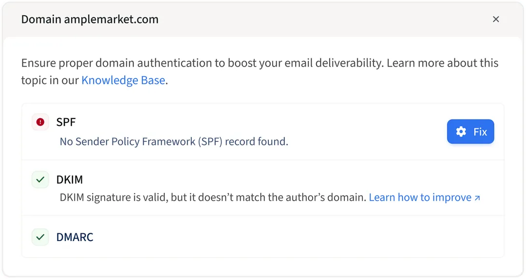Product screen displaying the Domain Health Center