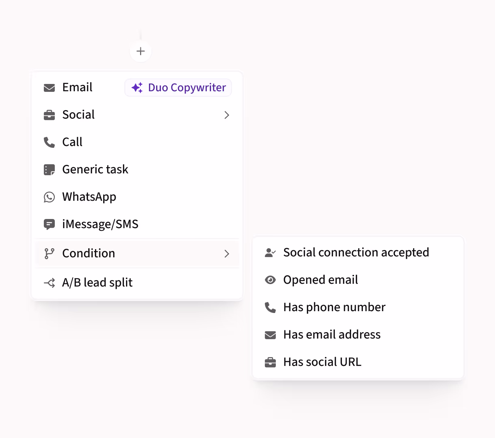 Product screen displaying sequence conditions