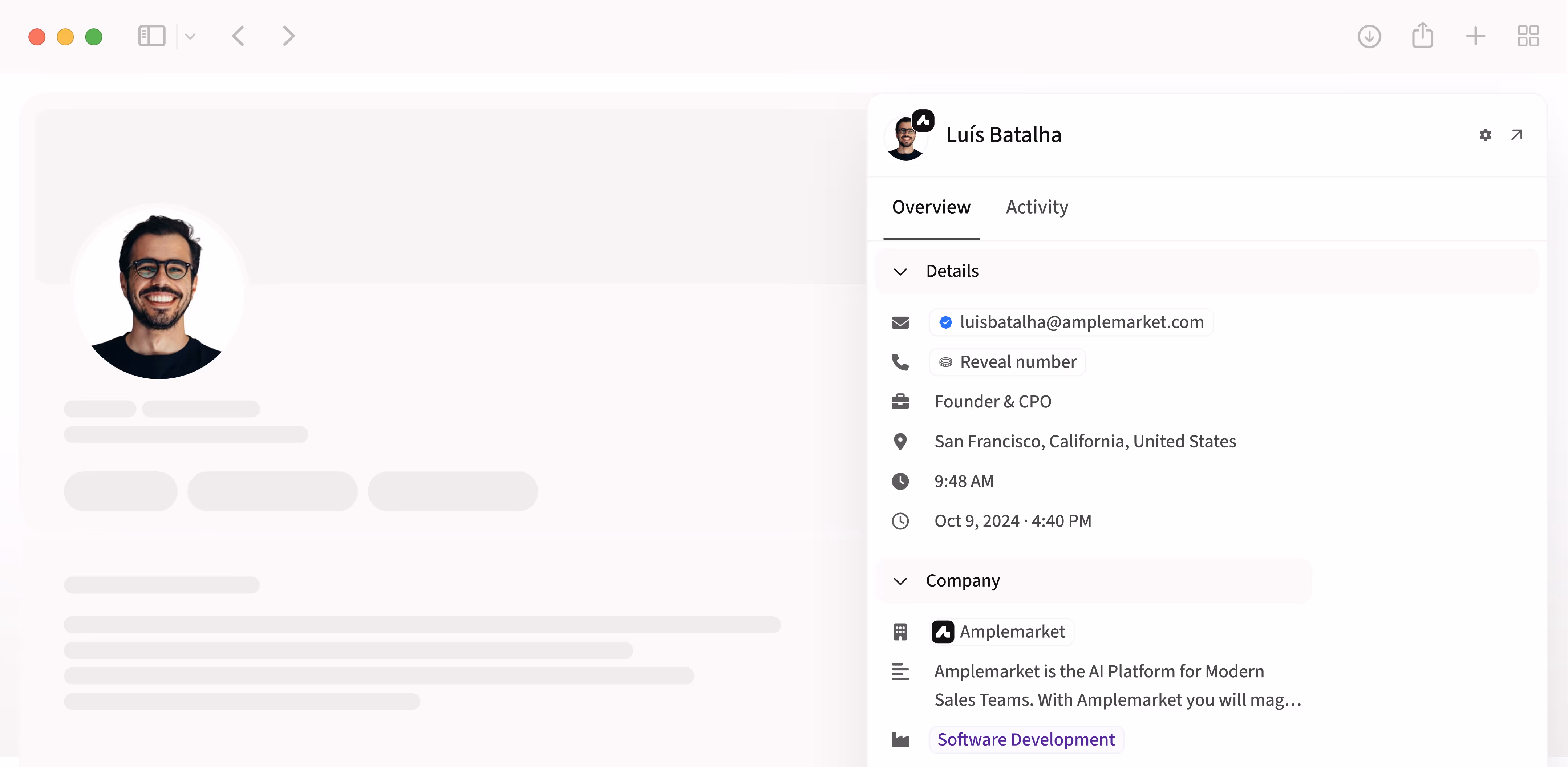 Product screen displaying multichannel sequences