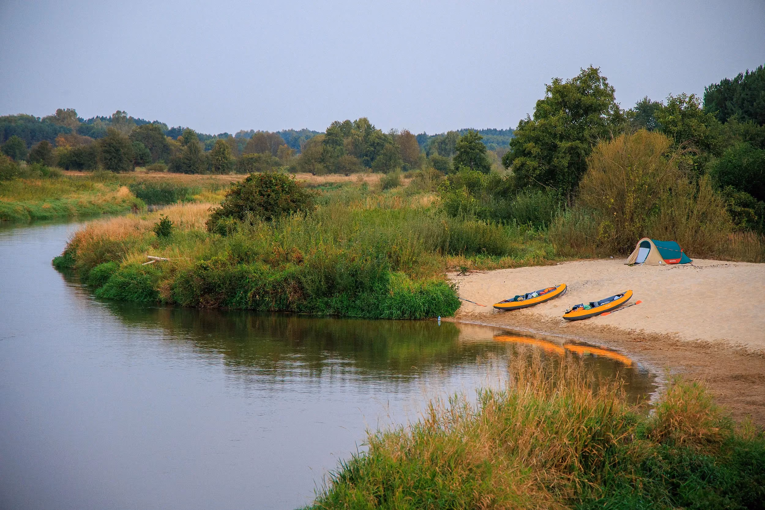 meandrująca Pilica w okolicach wsi Pratkowice 