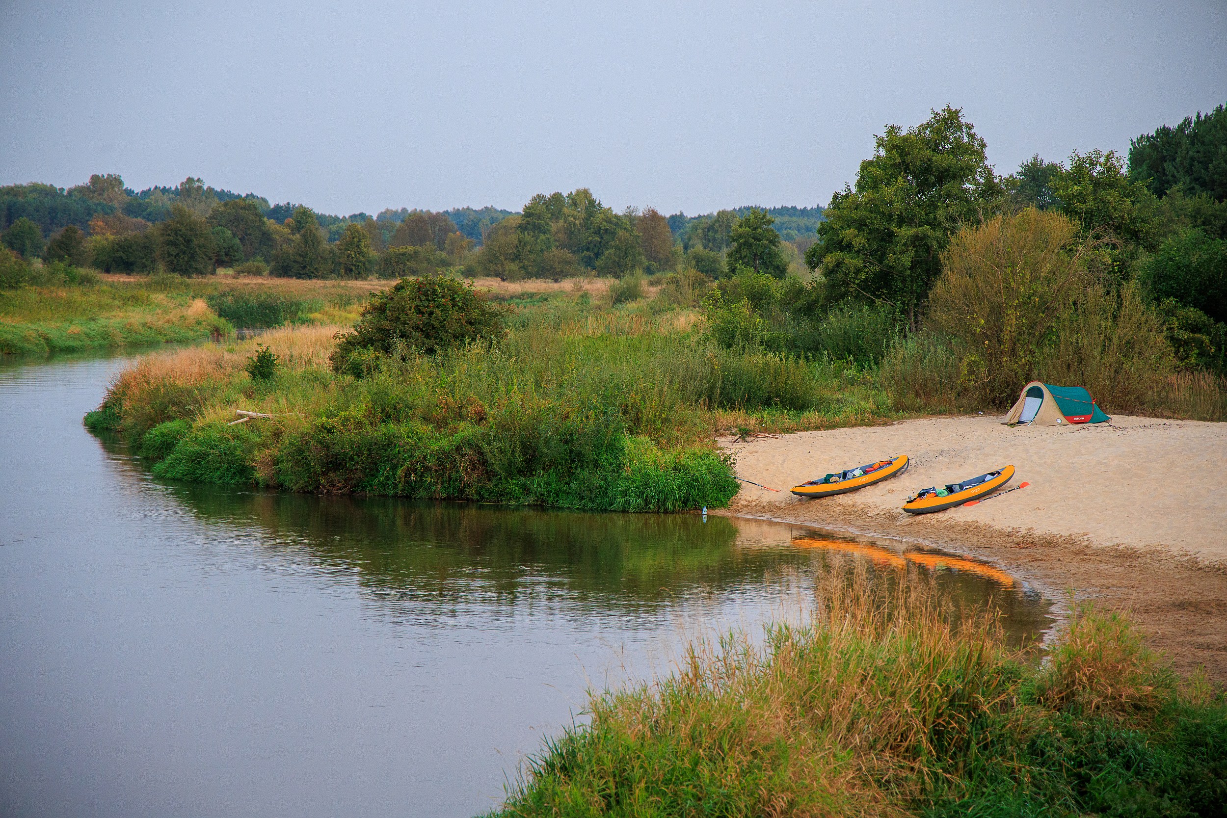 meandrująca Pilica w okolicach wsi Pratkowice 
