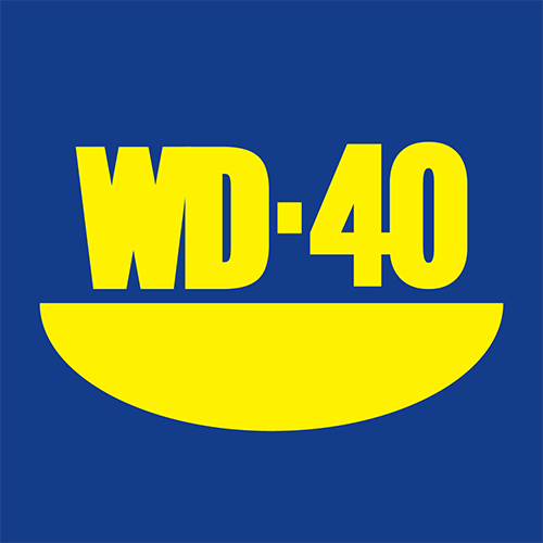 A subtle redesign of the WD-40 logo made for a college project. It is yellow in coloration with a deep blue background behind it.