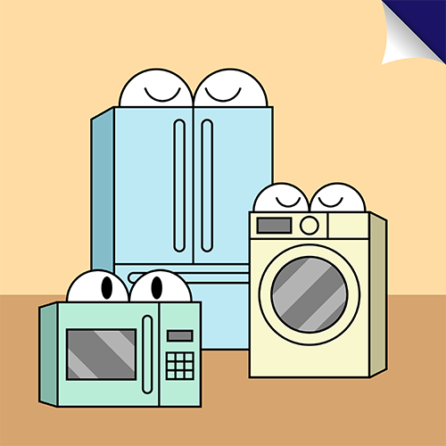 WD-40 Carousel Part 1:

An illustration of three sentient appliances, a microwave, a washing machine, and a refrigerator, relaxing together in a room.
