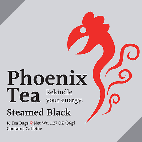 The first finished draft of the "Phoenix Tea" package. This variant is for the black tea.