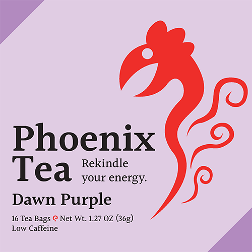 The first finished draft of the "Phoenix Tea" package. This variant is for the purple tea.