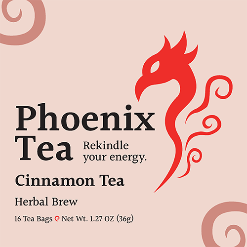 The finished revision of the "Phoenix Tea" package. This variant is for the cinnamon tea.