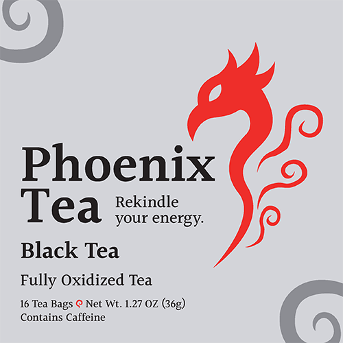 The finished revision of the "Phoenix Tea" package. This variant is for the black tea.