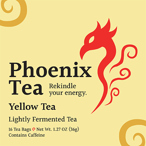 The finished revision of the "Phoenix Tea" package. This variant is for the yellow tea.