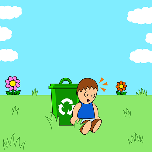 PSA Carousel Part 8:

Max awakens later on, and finds that all the trash has been cleaned-up. The clouds that have been in the sky have begun to clear away, and flowers can be seen blooming in the background.