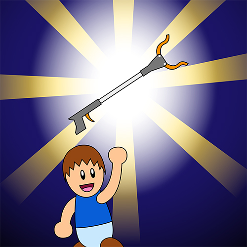 PSA Carousel Part 3:

Max holds up a grabber tool above his head, and is going to take action to clean up all the litter.