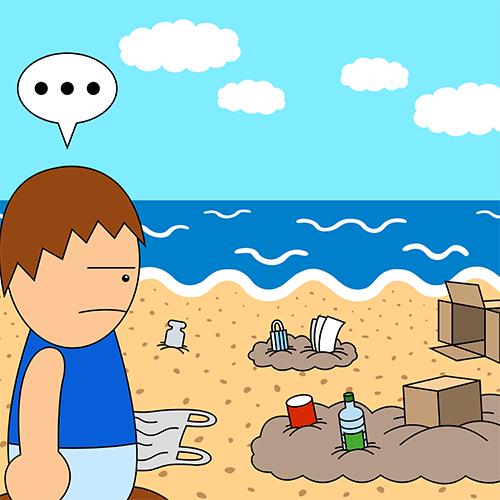 PSA Carousel Part 2:

As Max walks to the beach, he finds even more trash piled along the shoreline, and is fed up with finding garbage everywhere.