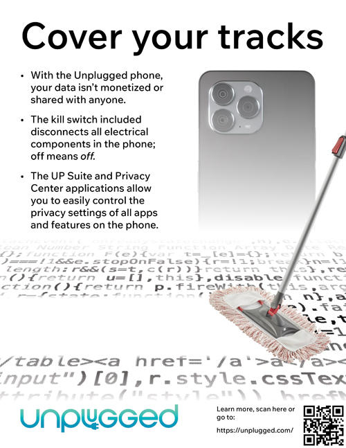 The second print ad for an ad campaign for the Unplugged phone brand.