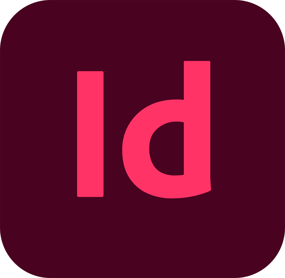 The Adobe Indesign App logo, included to be used in the proficient skills section of this portfolio. Image obtained from Wikimedia Commons.