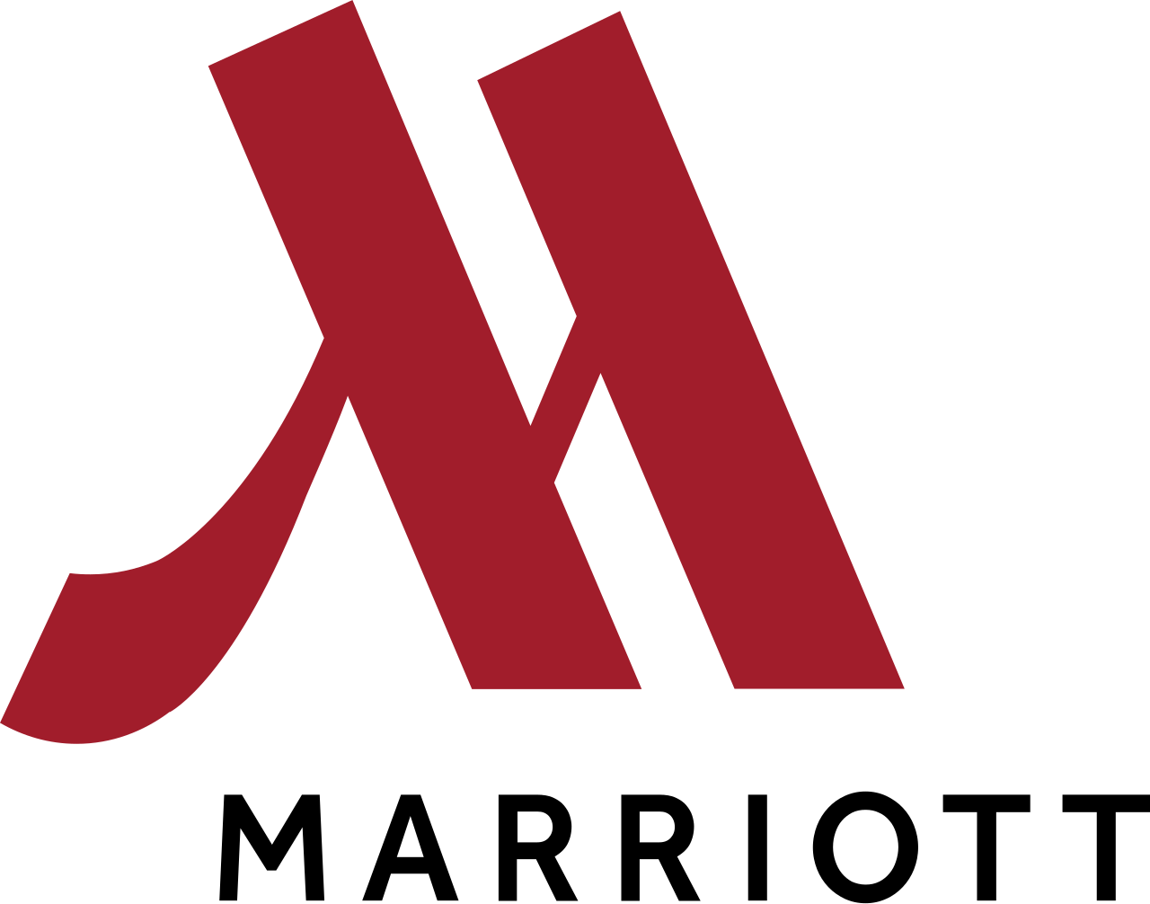 Marriott international logo with stylized red 'M' on a transparent background.