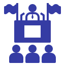 Icon of a face mask with three filter layers underneath, representing personal protective equipment.