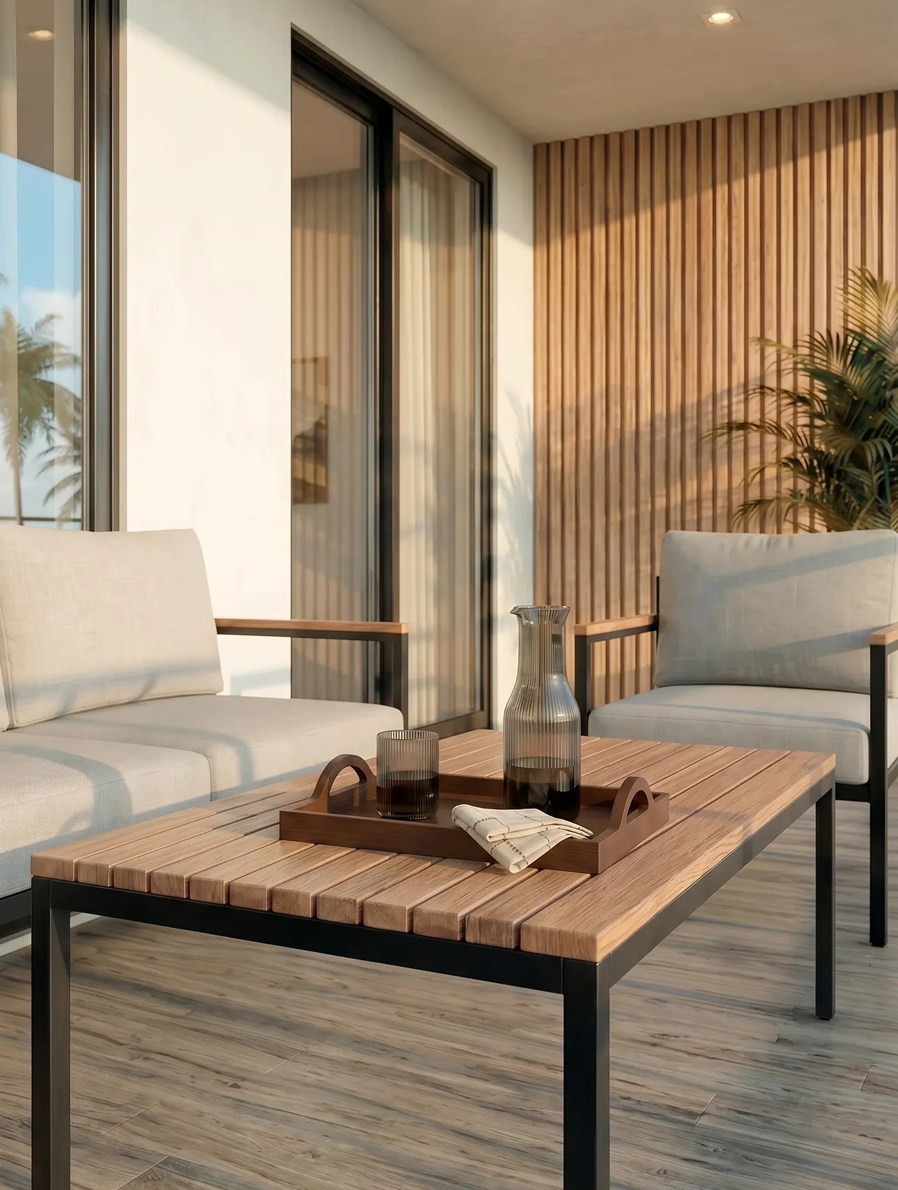 Becca interior - Juego living balcón - Desarrollo inmobiliario en Bayahíbe.
