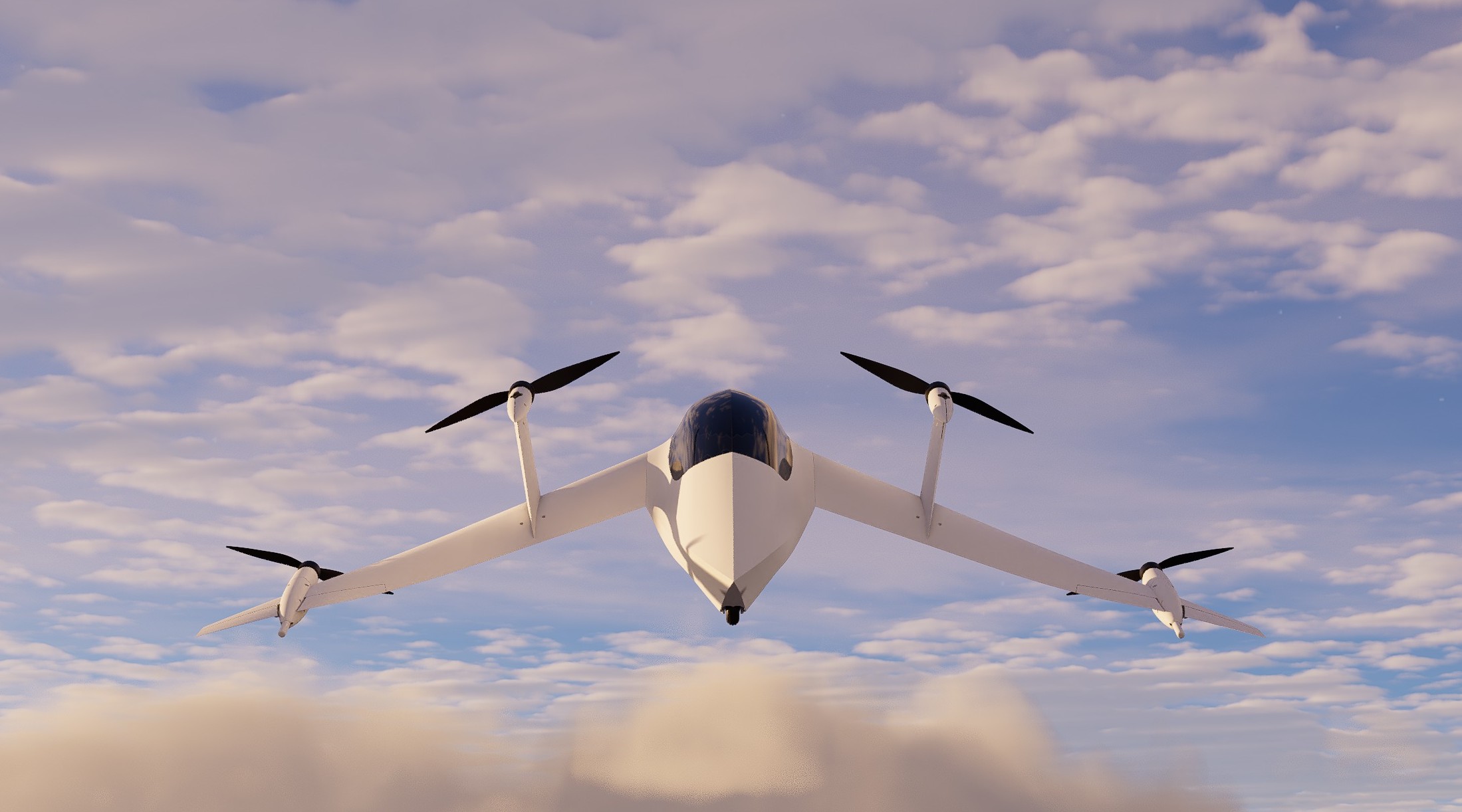 Rear view of the Albatross Mark 1 in cruise flight.