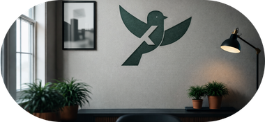 SXLVX Studio Textgrafik mit Markenclaim und Designphilosophie.