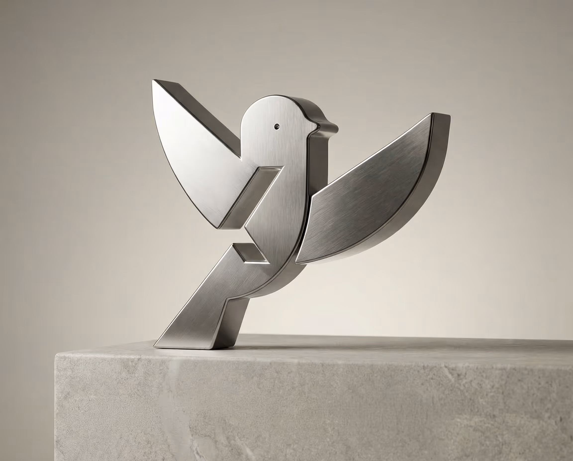 SXLVX Spatz Award Skulptur aus gebuersteten Edelstahl.