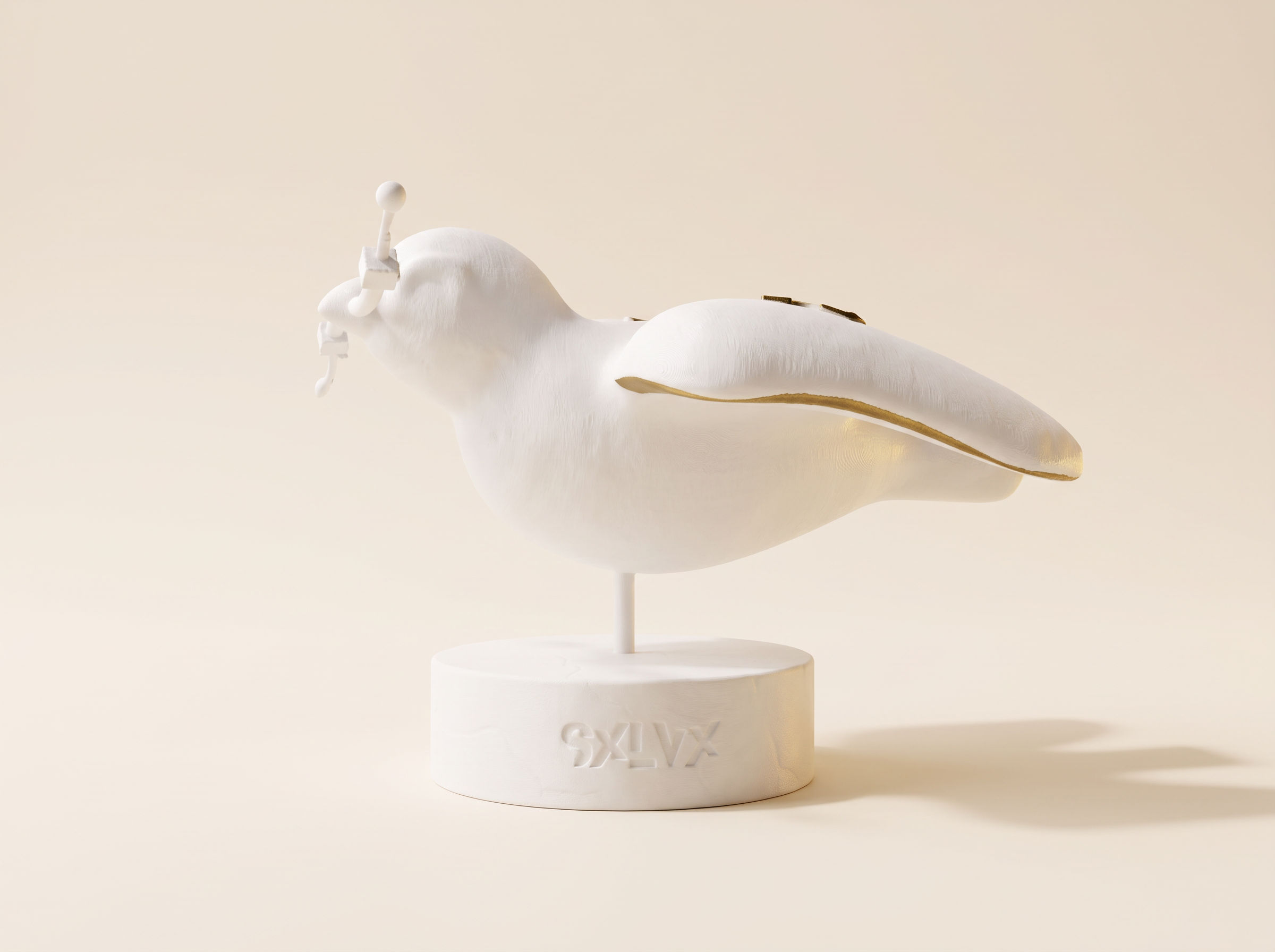SXLVX Spatz im Profil, 3D-gedruckte Trophäe aus Ulm