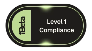 iBeta Level 1 Compliance badge in black and green.