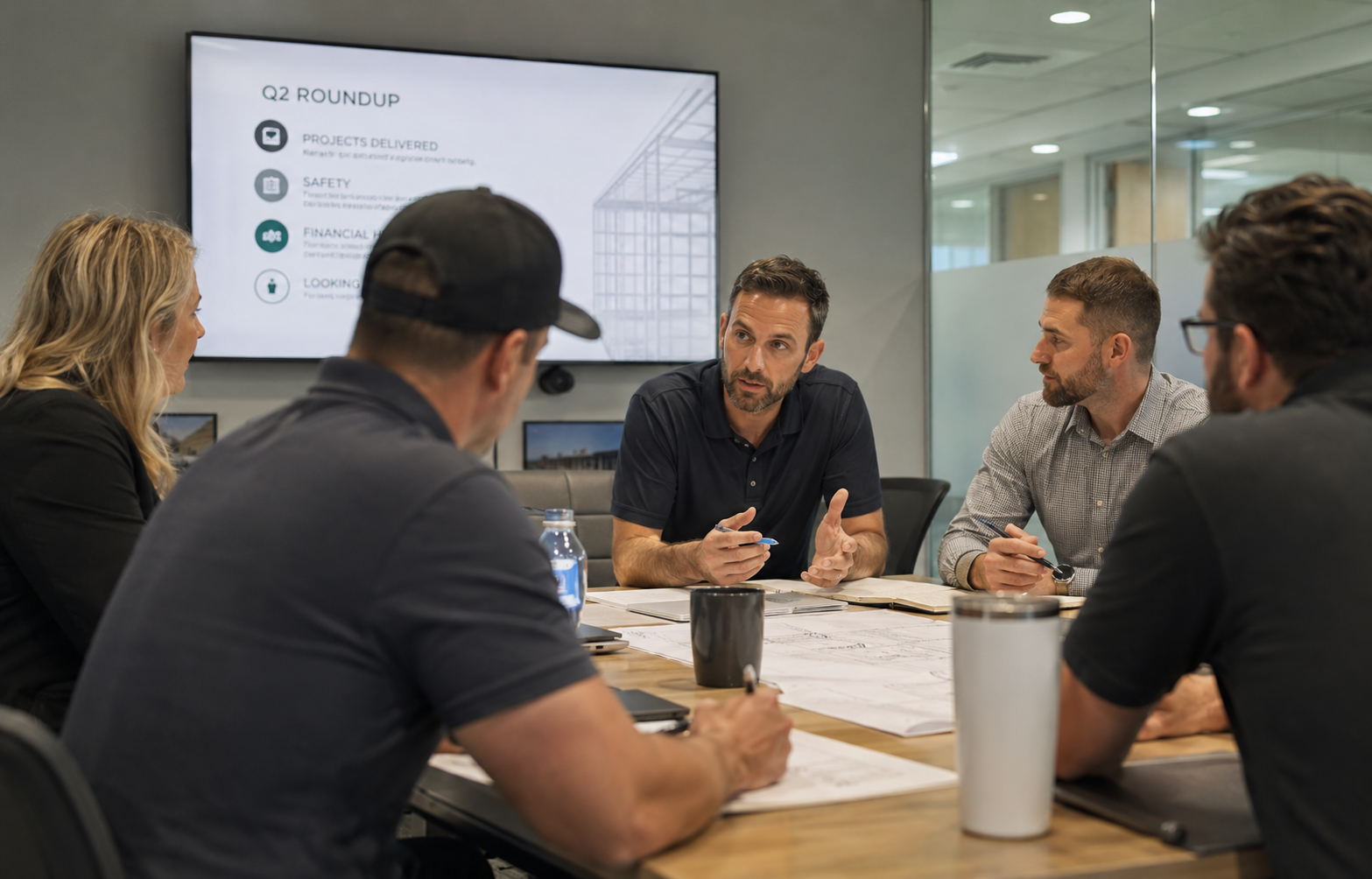 A group of contractors gathered for a roundtable.