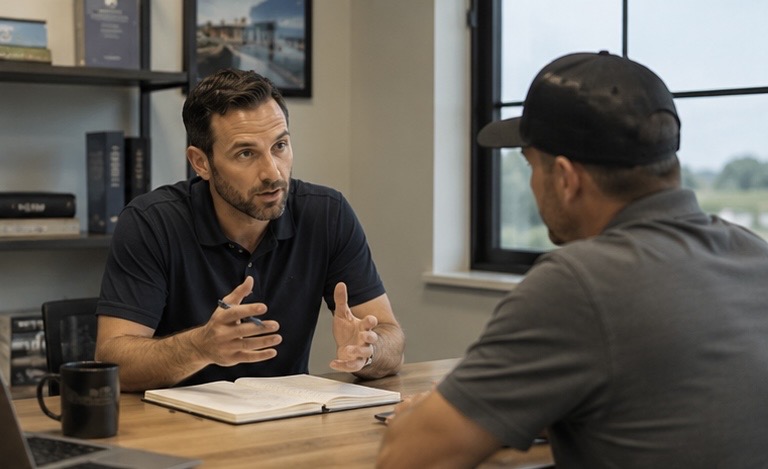 Two men discussing business one-on-one.