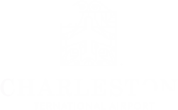 Charleston International Airport logo in white against a transparent background.