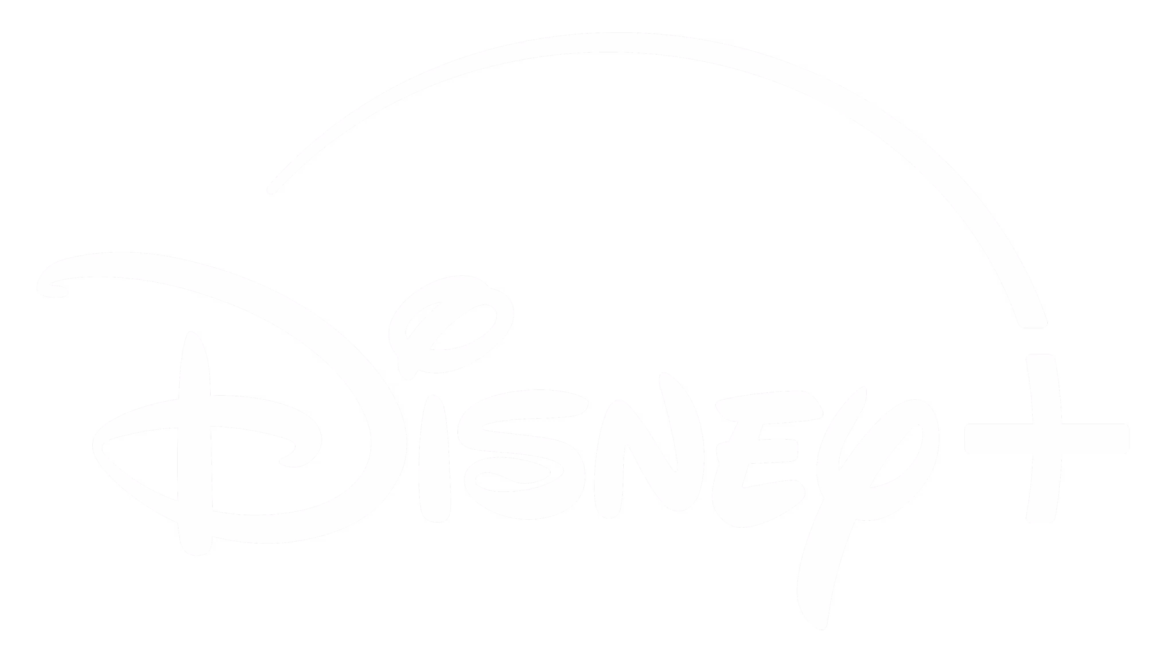 Disney+ logo white against transparent background.