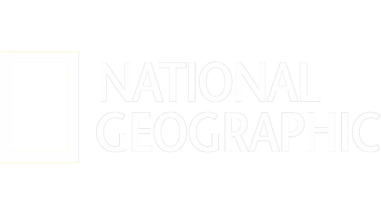 National Geographic logo white against transparent background.