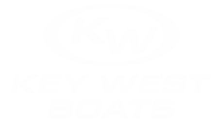 Key West Boats logo in white against transparent background.