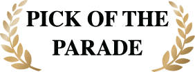 Text 'PICK OF THE PARADE' in bold black letters framed by gold laurel leaves on both sides.