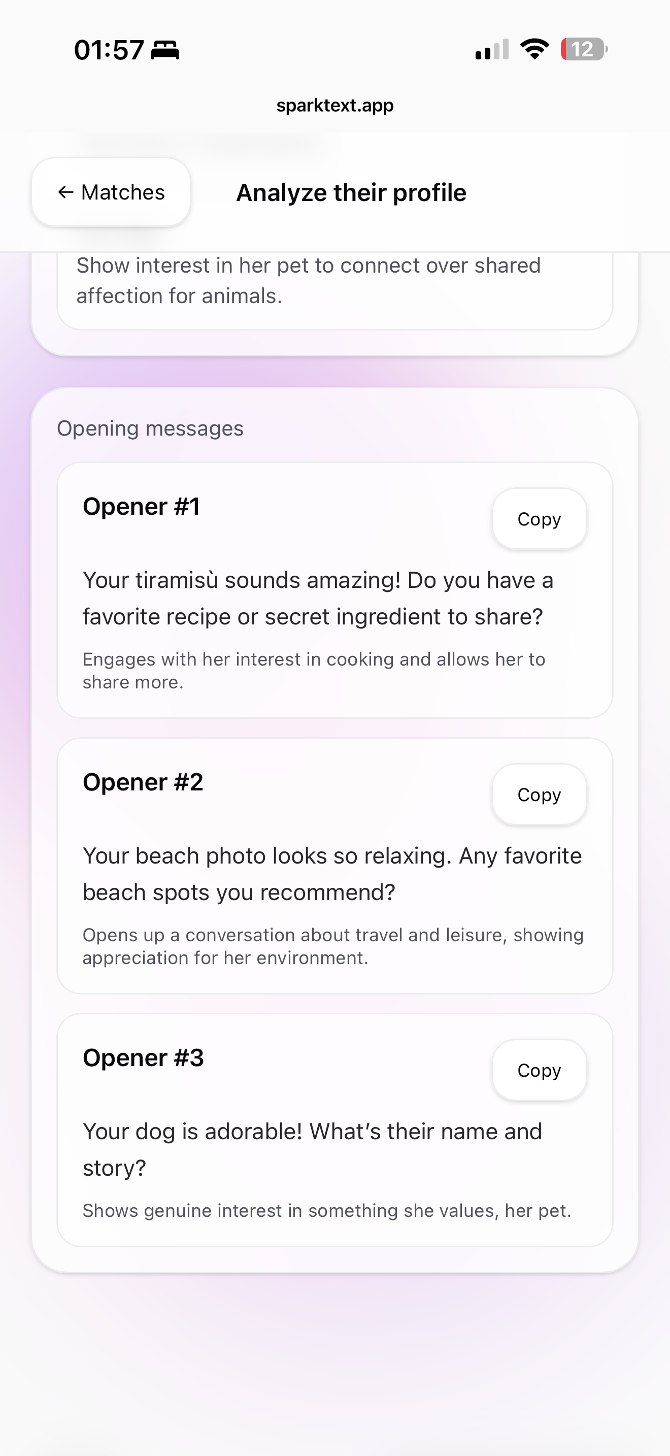 Ready-to-send opening messages