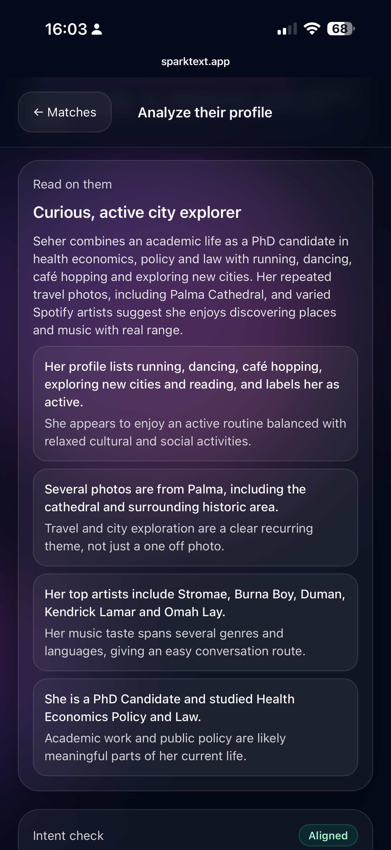 Upload profile screenshots and signal strength