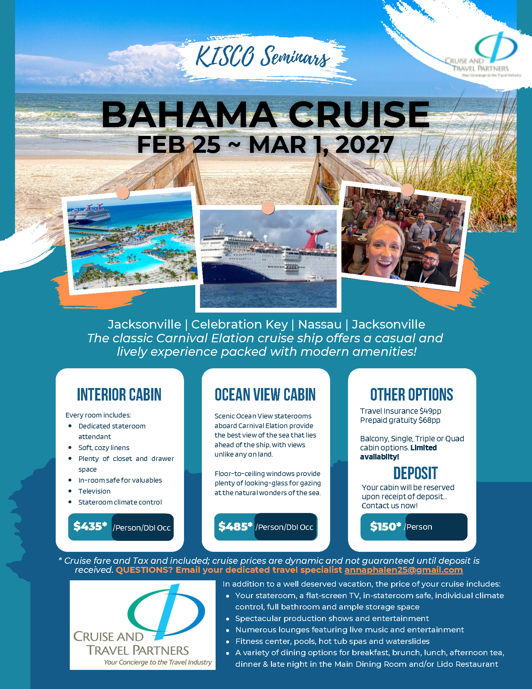 KISCO Seminars Bahama Cruise flyer - February 25 to March 1, 2027